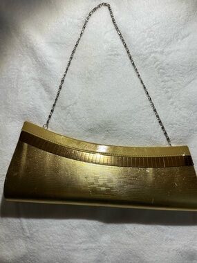 Gold Evening Clutch with Chain Strap